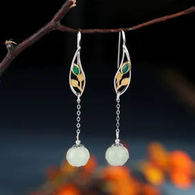 Natural Jade Earrings Nephrite Silver Earrings ZNE474