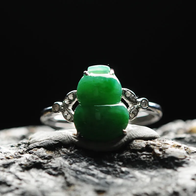 Natural Jade Ring Jadeite Gold Gourd Ring RG65