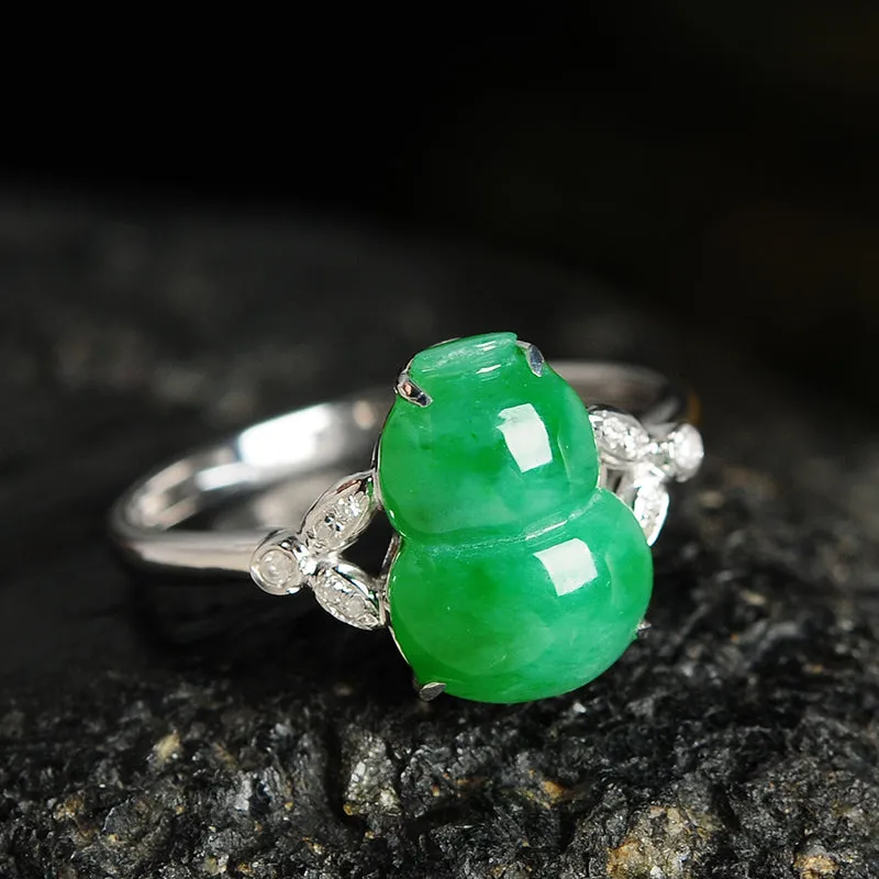 Natural Jade Ring Jadeite Gold Gourd Ring RG65