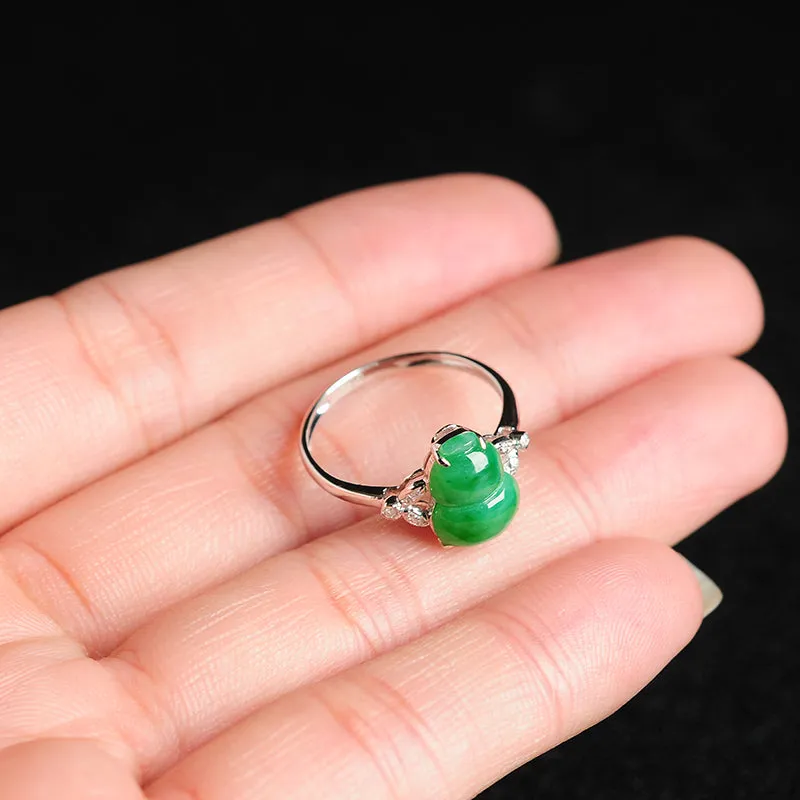 Natural Jade Ring Jadeite Gold Gourd Ring RG65