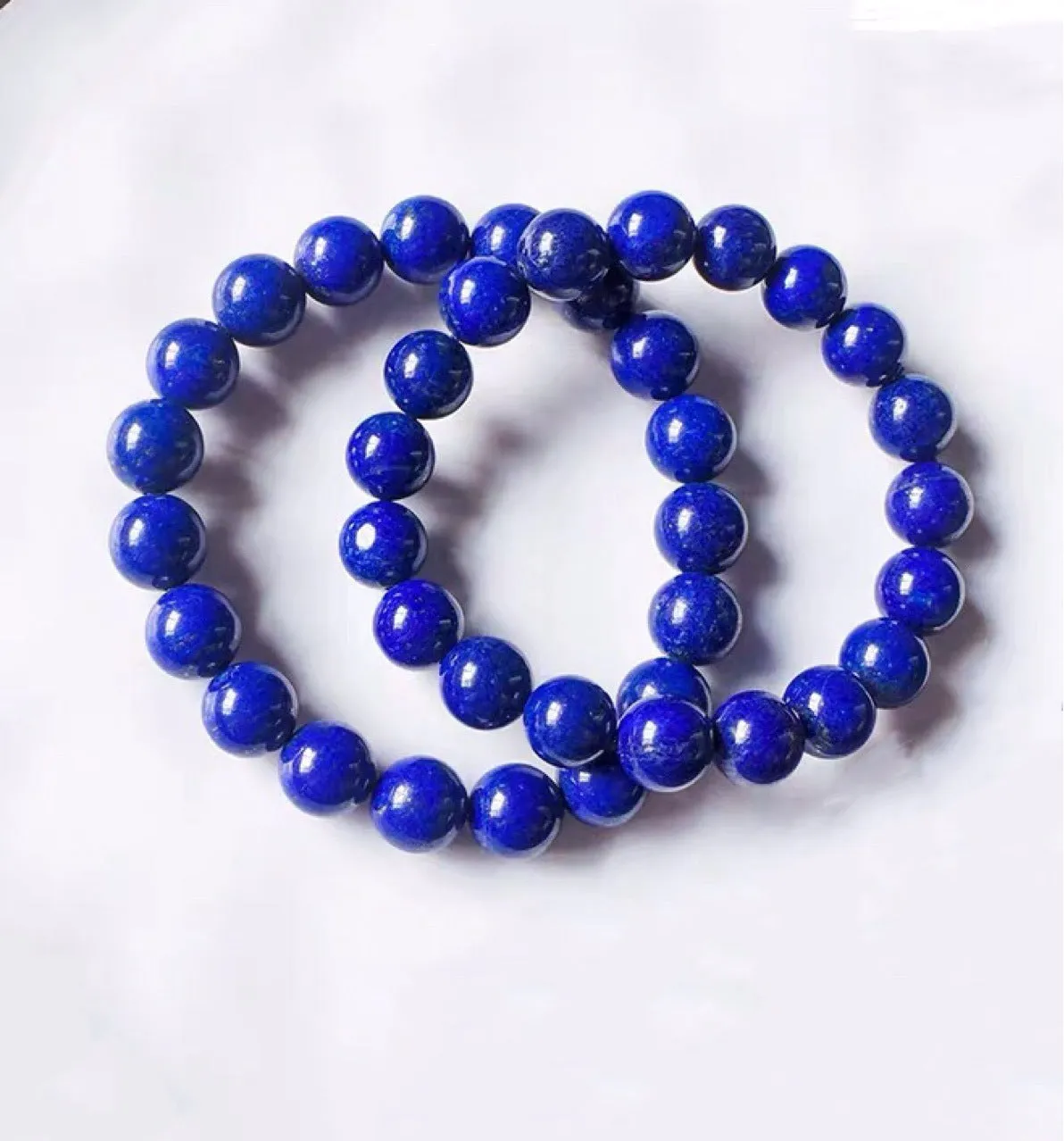 Natural old mineral Lapis round bead bracelet