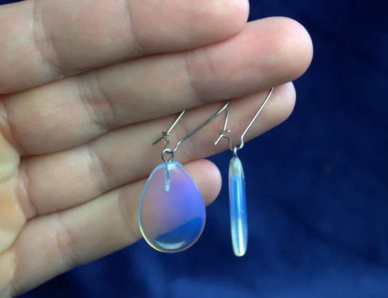 Natural rainbow moonstone earrings blue flash teardrop moonstone statement earrings dangle drop genuine moonstone earrings unique gift idea