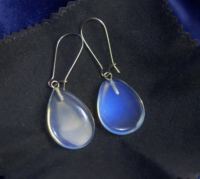 Natural rainbow moonstone earrings blue flash teardrop moonstone statement earrings dangle drop genuine moonstone earrings unique gift idea