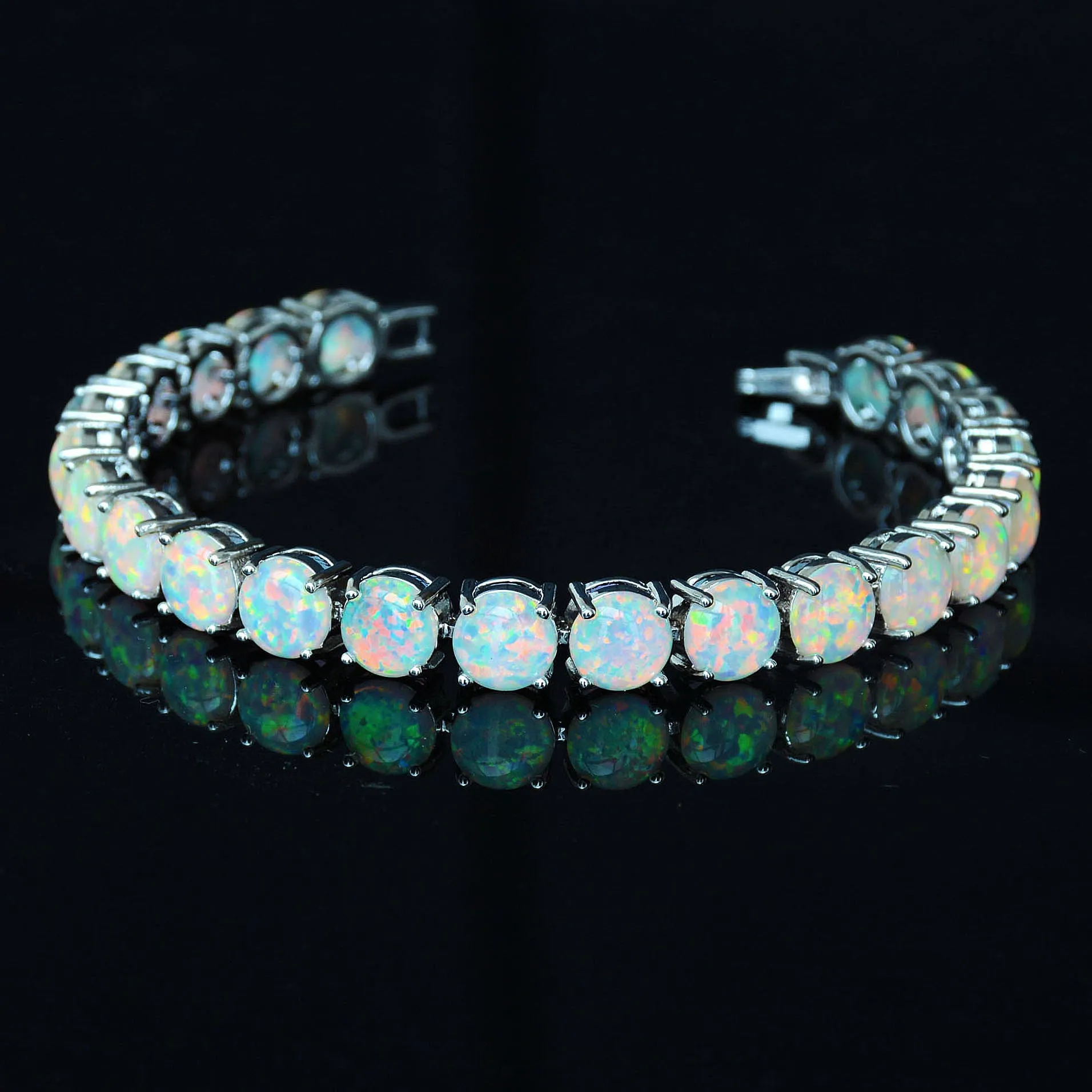 Natural Round Opal Stone Crystal Bracelet