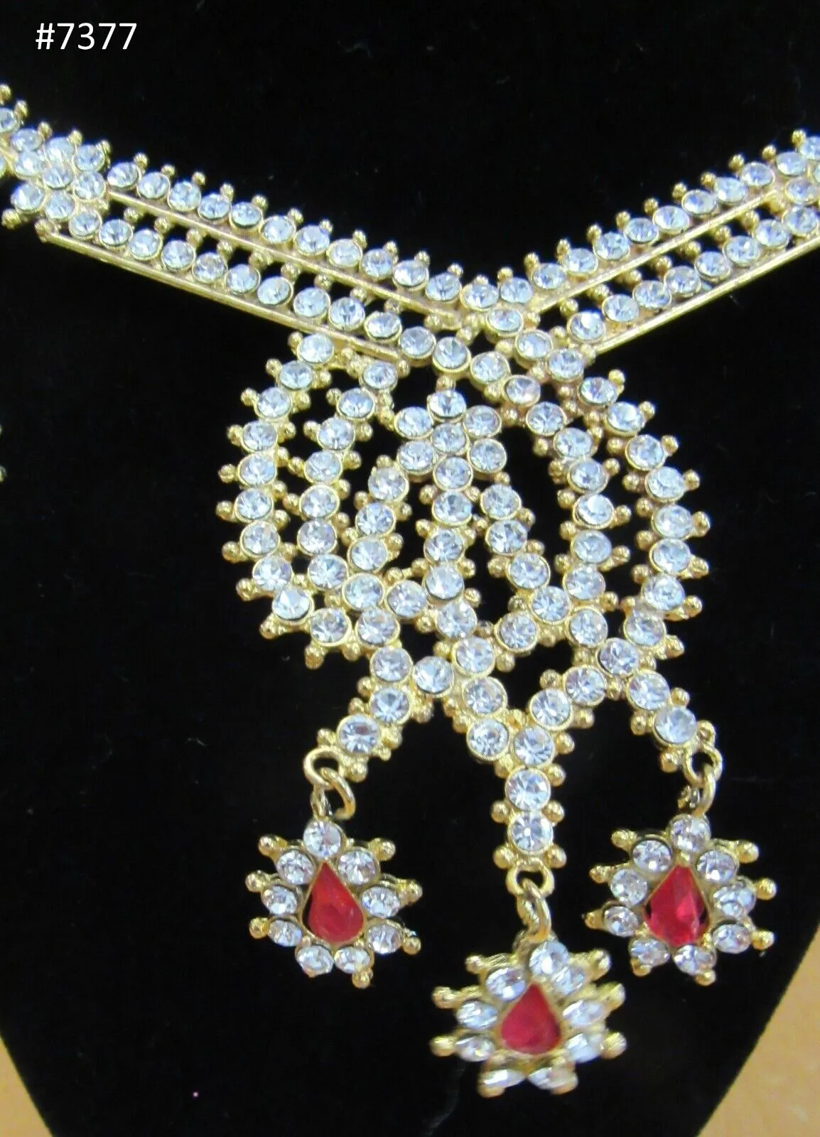 Necklace Set 7377 Golden CZ Ornate Necklace Earrings Jewelry Set