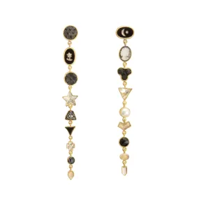 Nine Charm Multi Drop Earrings, Black