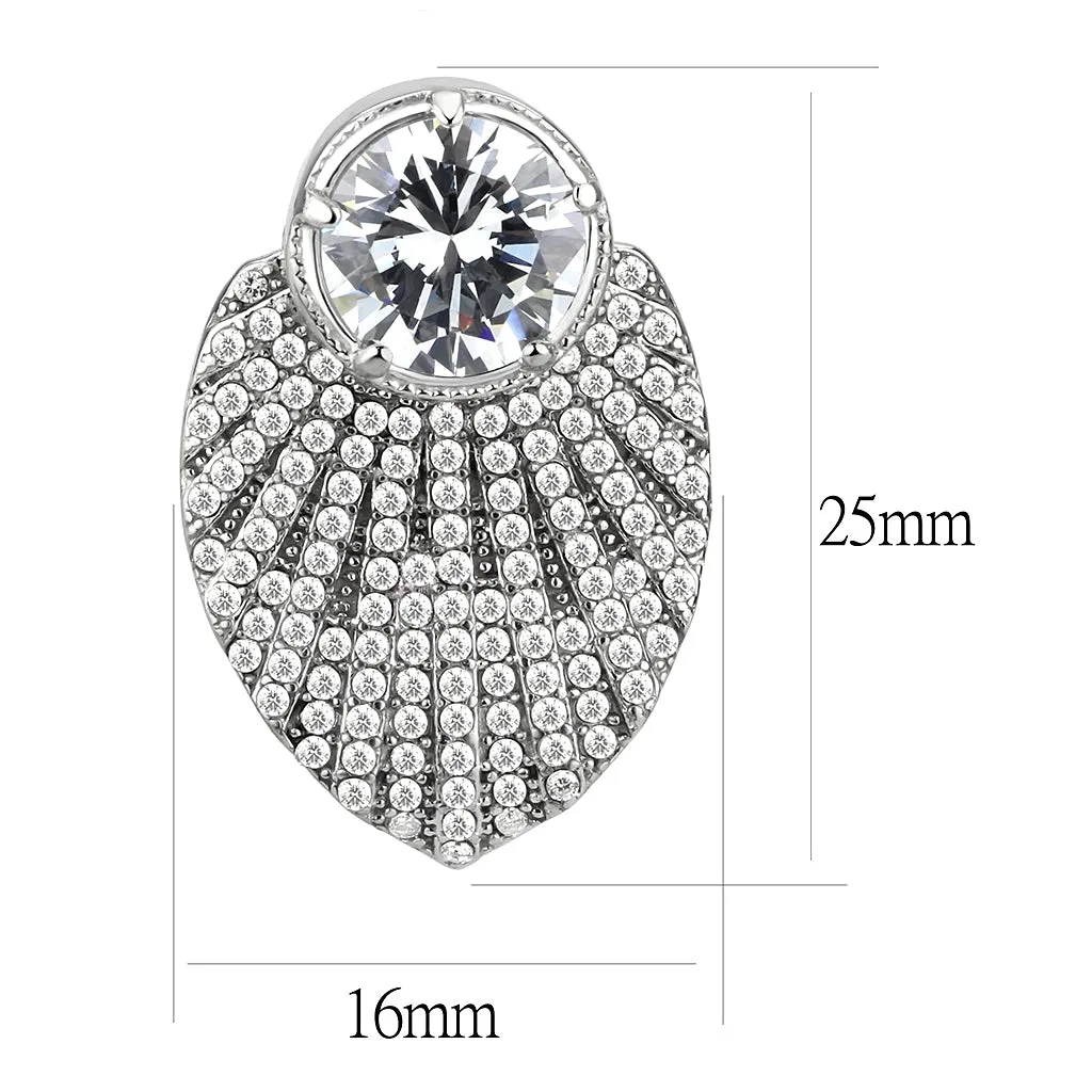 No Plating Stainless Steel Earrings with AAA Grade CZ in Clear for Women Clear Stone Color Style DA331