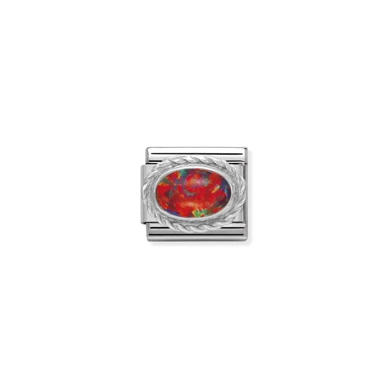 Nomination Composable Link Rope, Oval Red Opal Stone, Silver