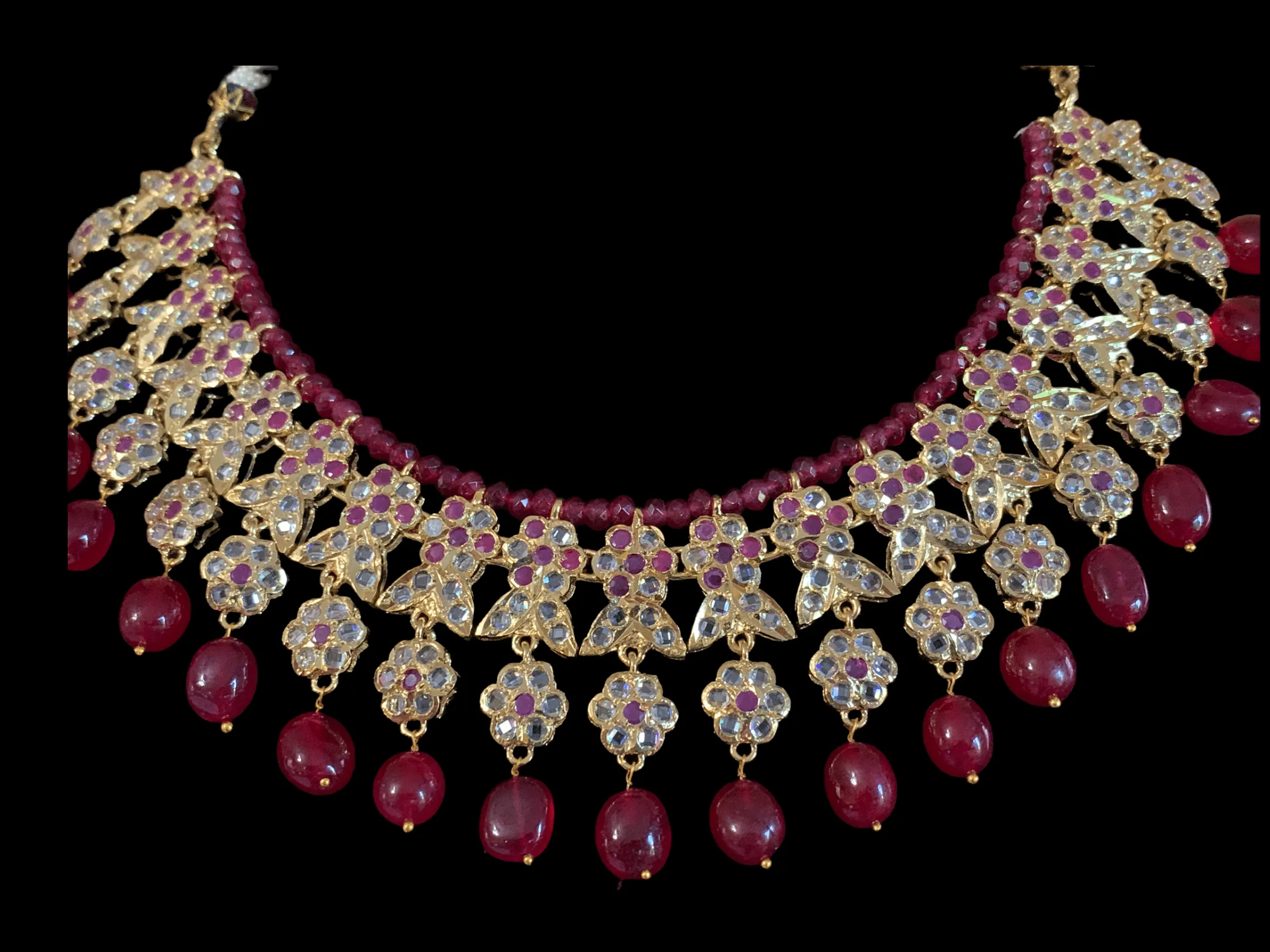 NS231 Parisha necklace set in ruby  ( SHIPS IN 4 WEEKS )