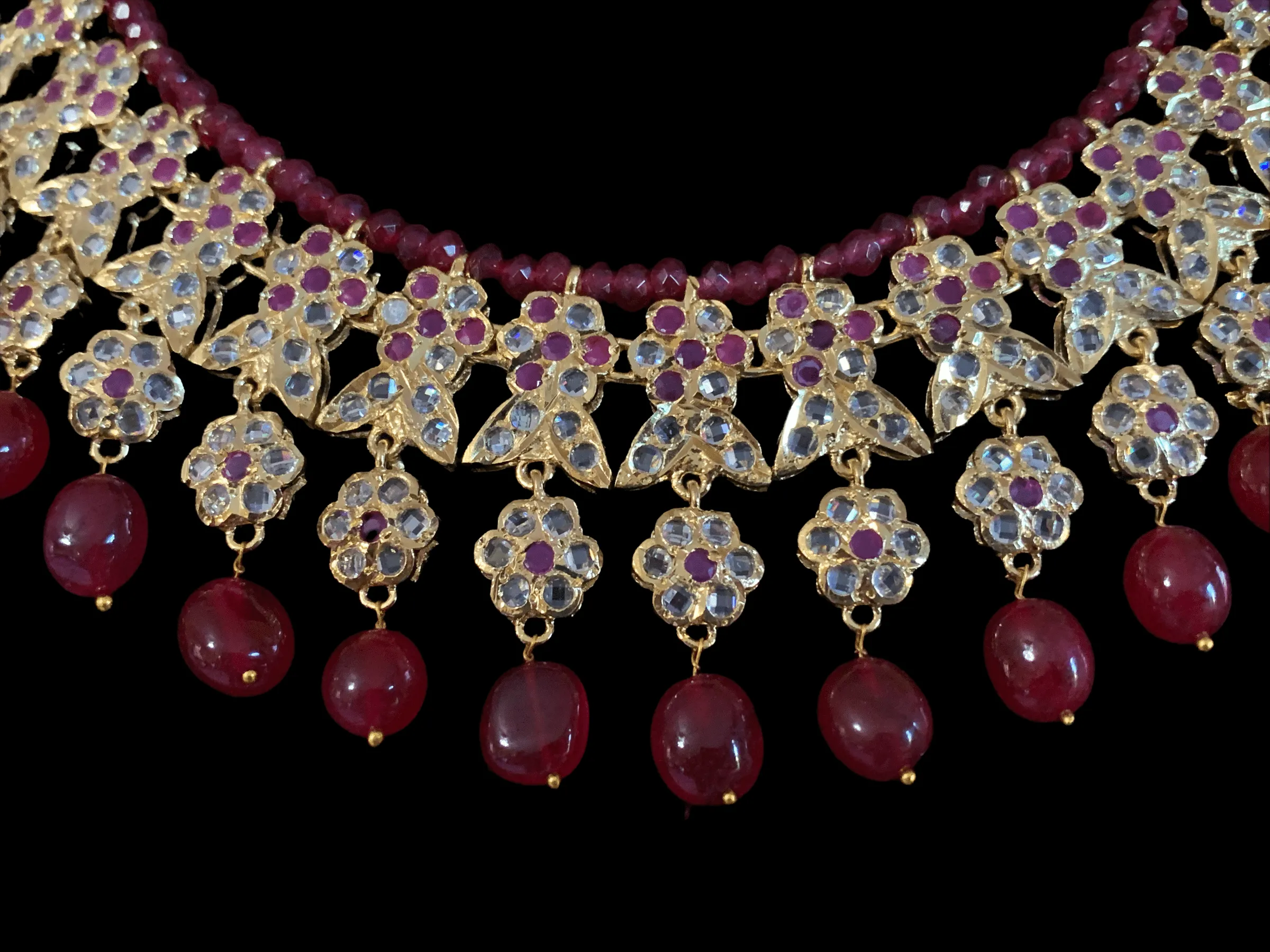 NS231 Parisha necklace set in ruby  ( SHIPS IN 4 WEEKS )