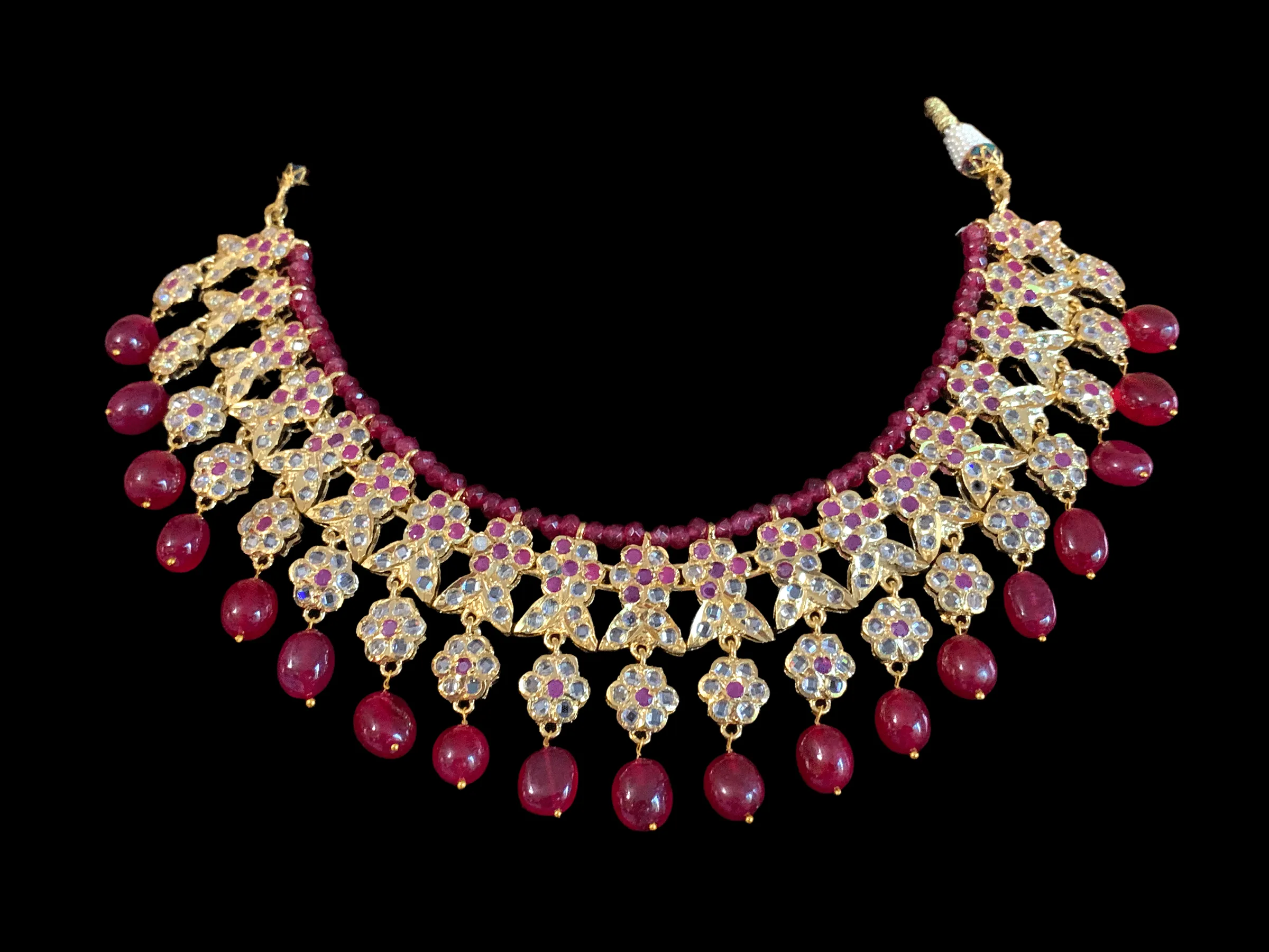 NS231 Parisha necklace set in ruby  ( SHIPS IN 4 WEEKS )