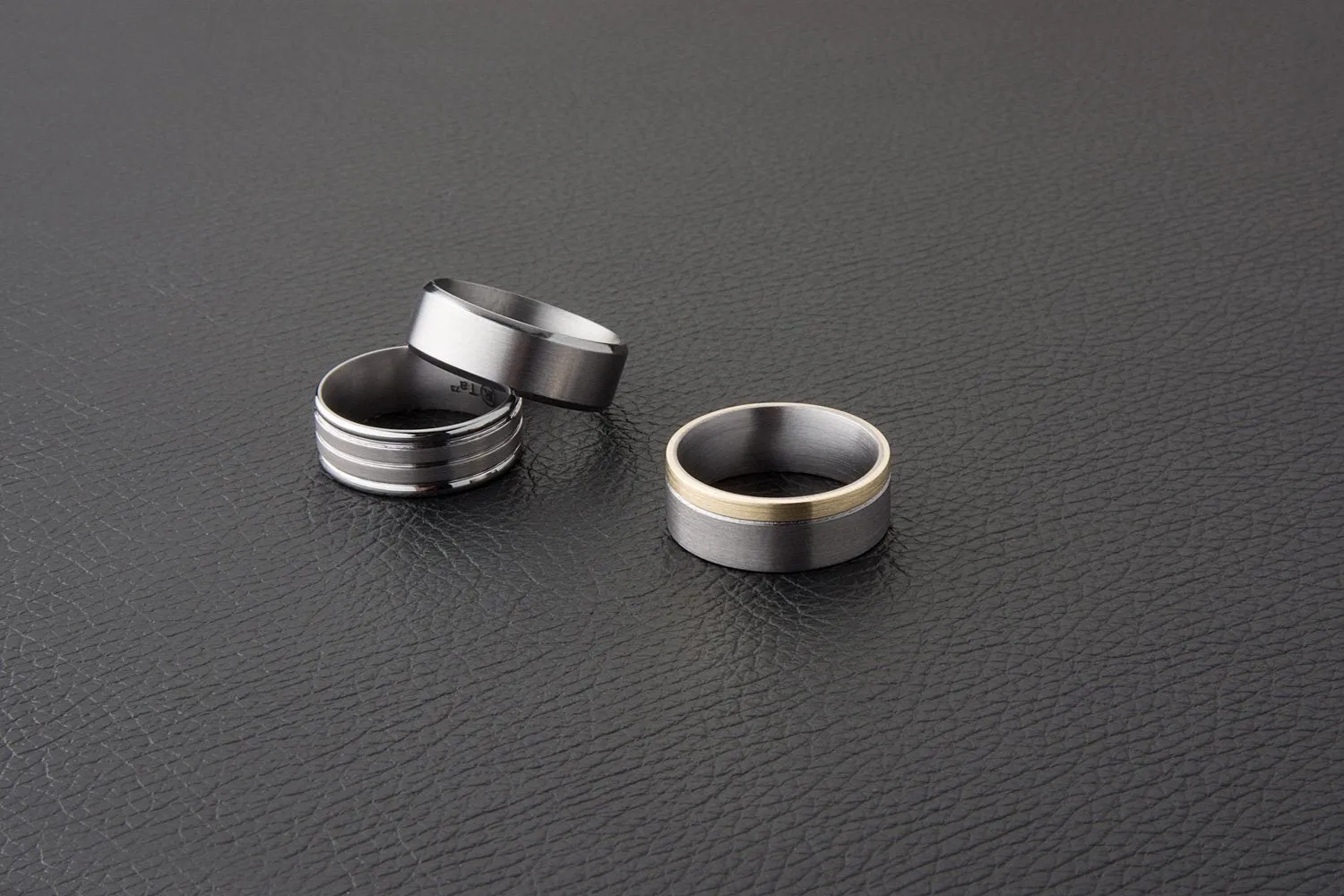 Offset Stripe Tantalum Wedding Ring