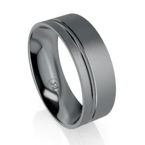 Offset Stripe Tantalum Wedding Ring