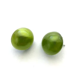 Olive Green Aura Glow Retro Button Studs