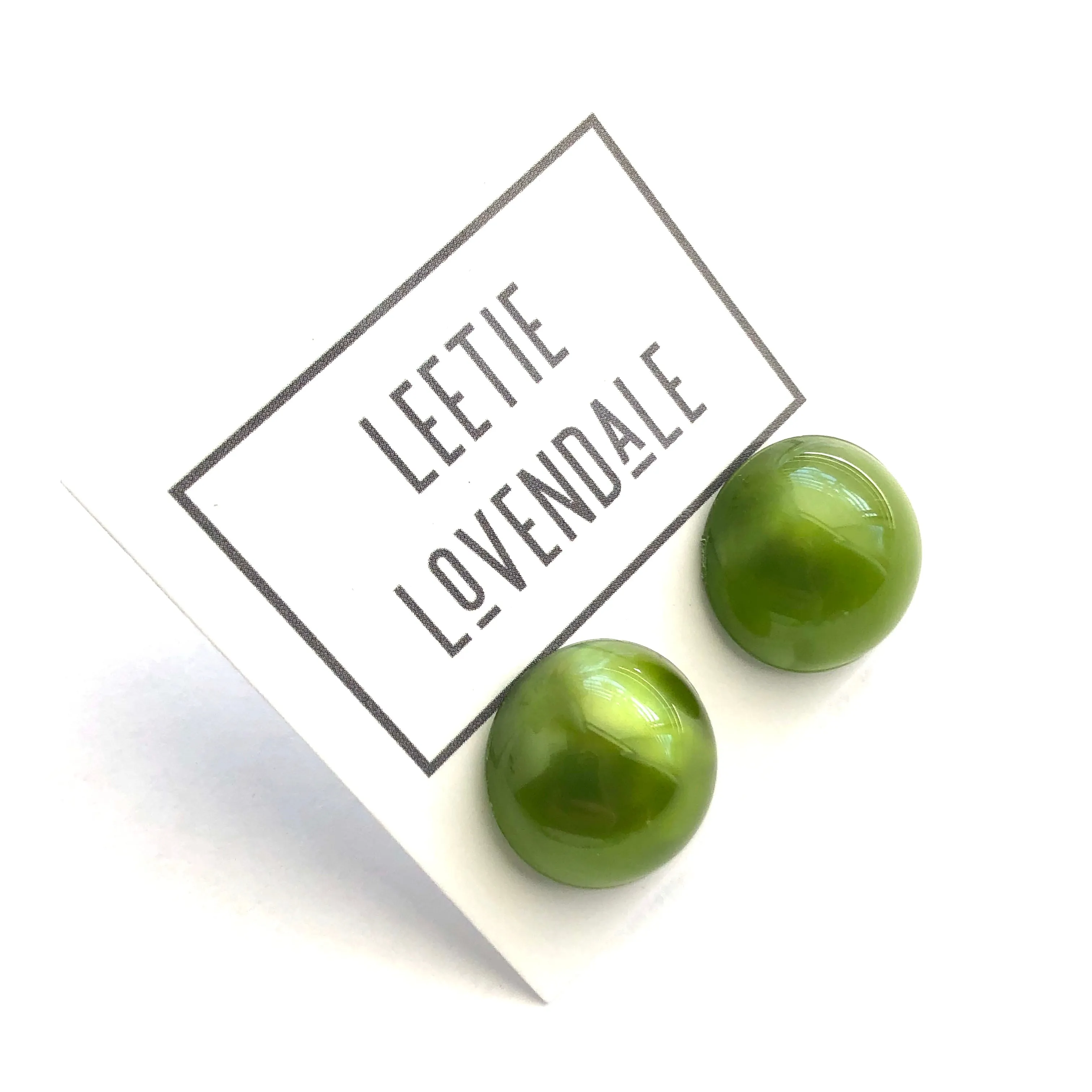 Olive Green Aura Glow Retro Button Studs