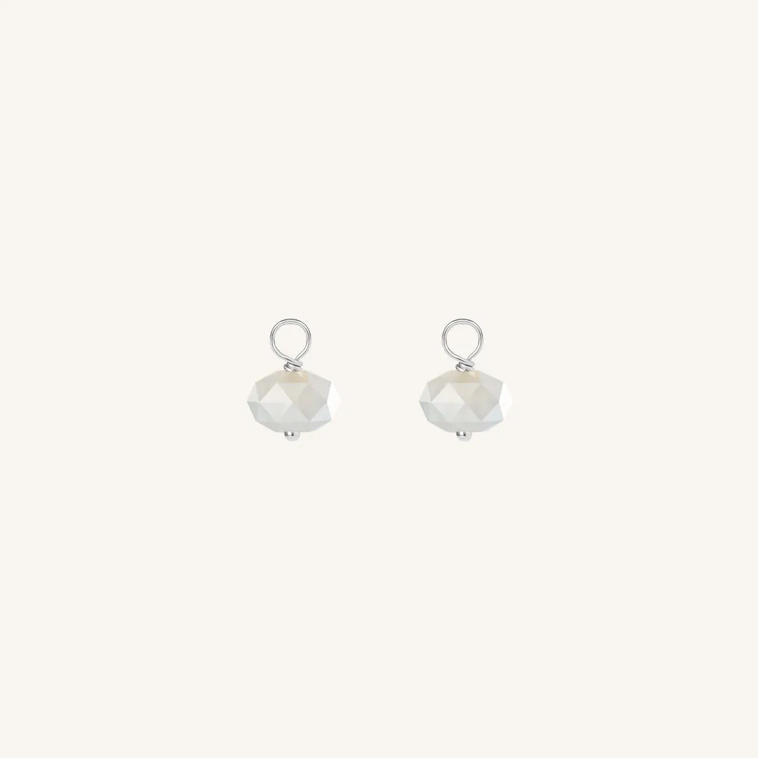 Opulent White Moonstone Hoop Charm - Stone of Hope (Set of 2)