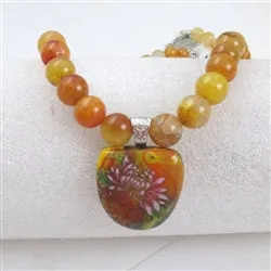 Orange Gemstone Necklace Handmade Pendant