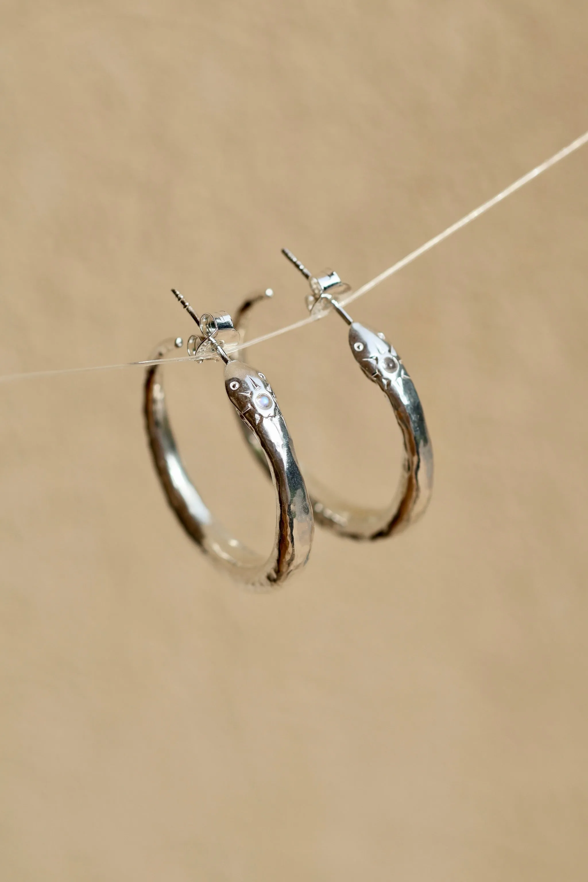 Oroboros Large Sterling Silver Moonstone Hoops