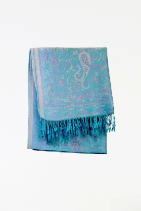 Pashmina Scarf, Teal Paisley