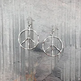 Peace Sign Earrings - Silver