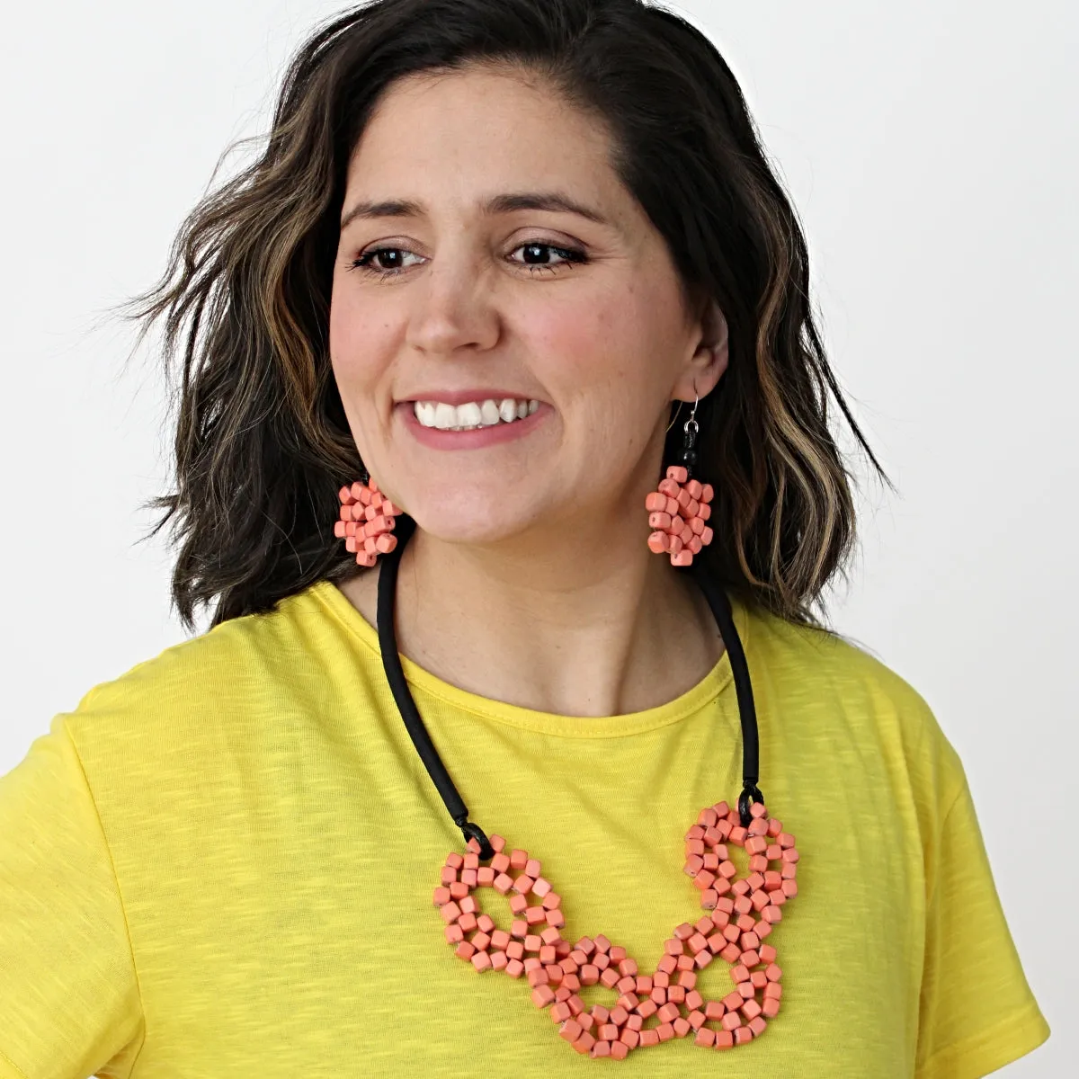 Peach Elyse Beaded Necklace