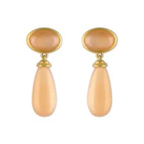 Peach Moonstone Granulated Amphora Earrings