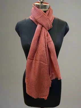 Peach Self-Weave Luxurious Pure Pashmina Scarf