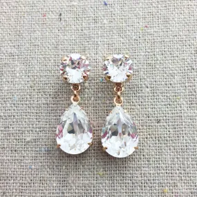 Pear Layered Dangling Post Earrings