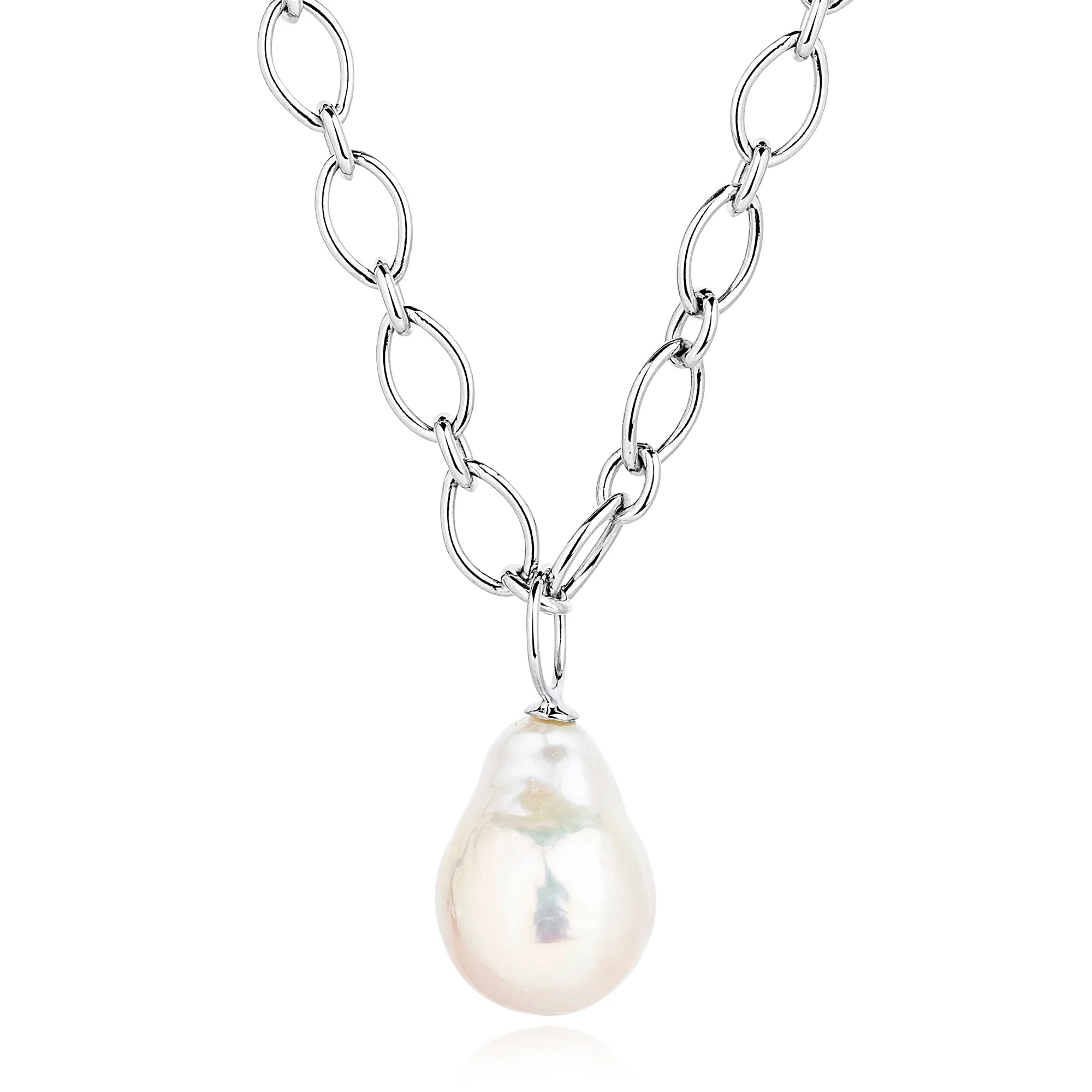 Pearl Power Chain Necklace Silver