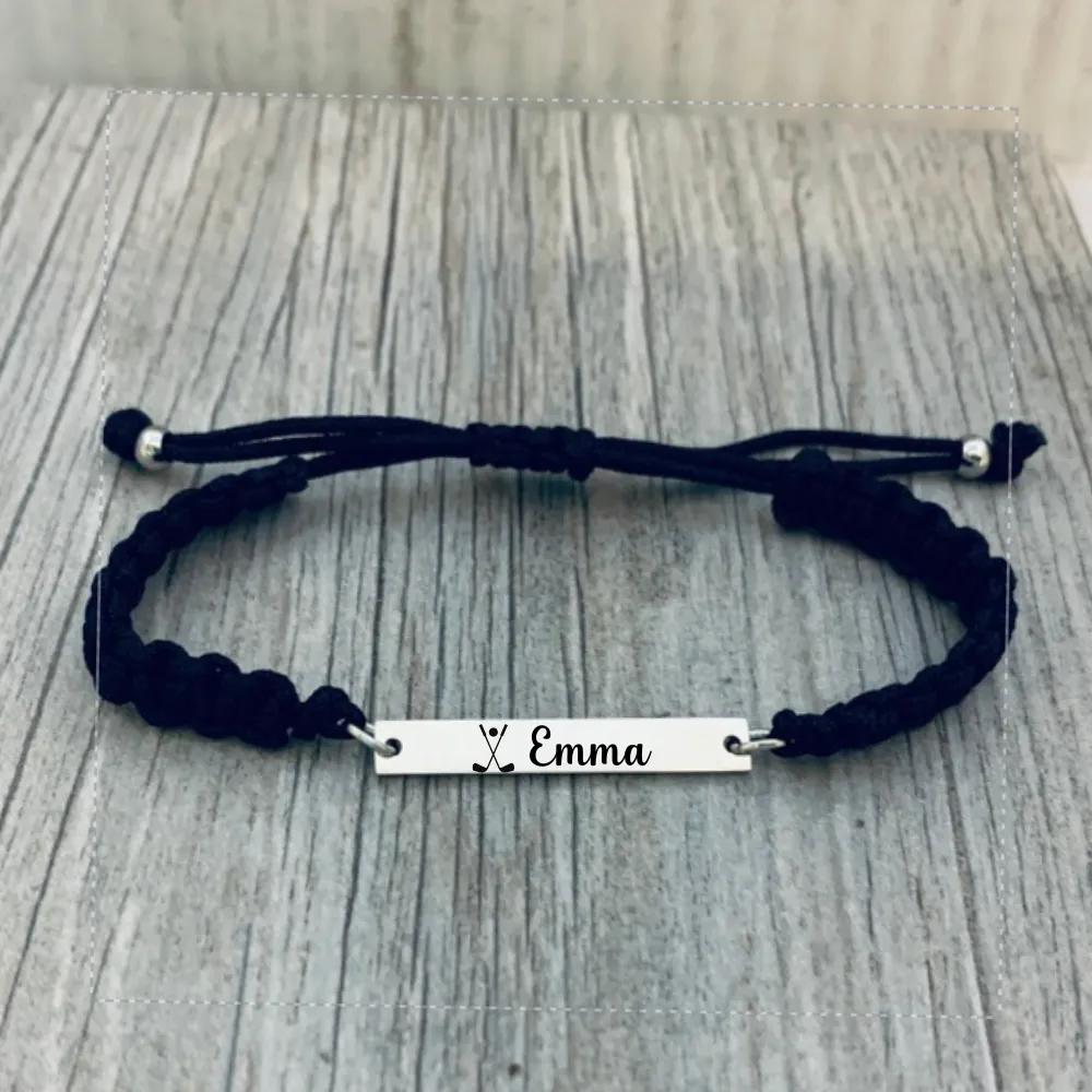 Personalized Engraved Golf Bar Rope Bracelet