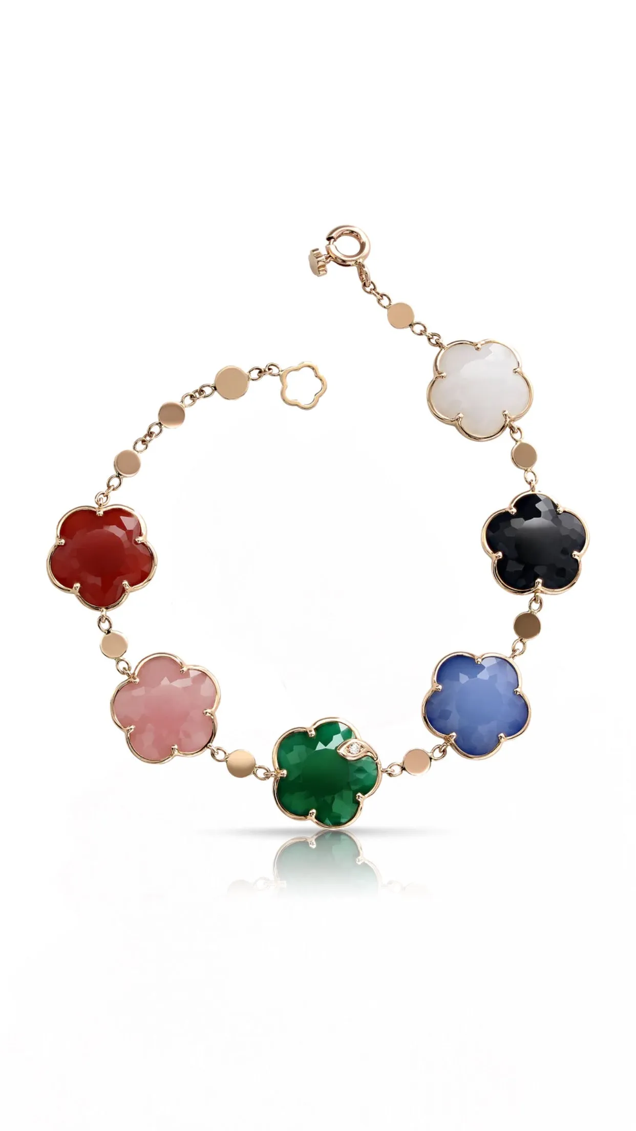 Petit Joli Bouquet Bracelet in 18k Rose Gold with Colored Gems and Diamond