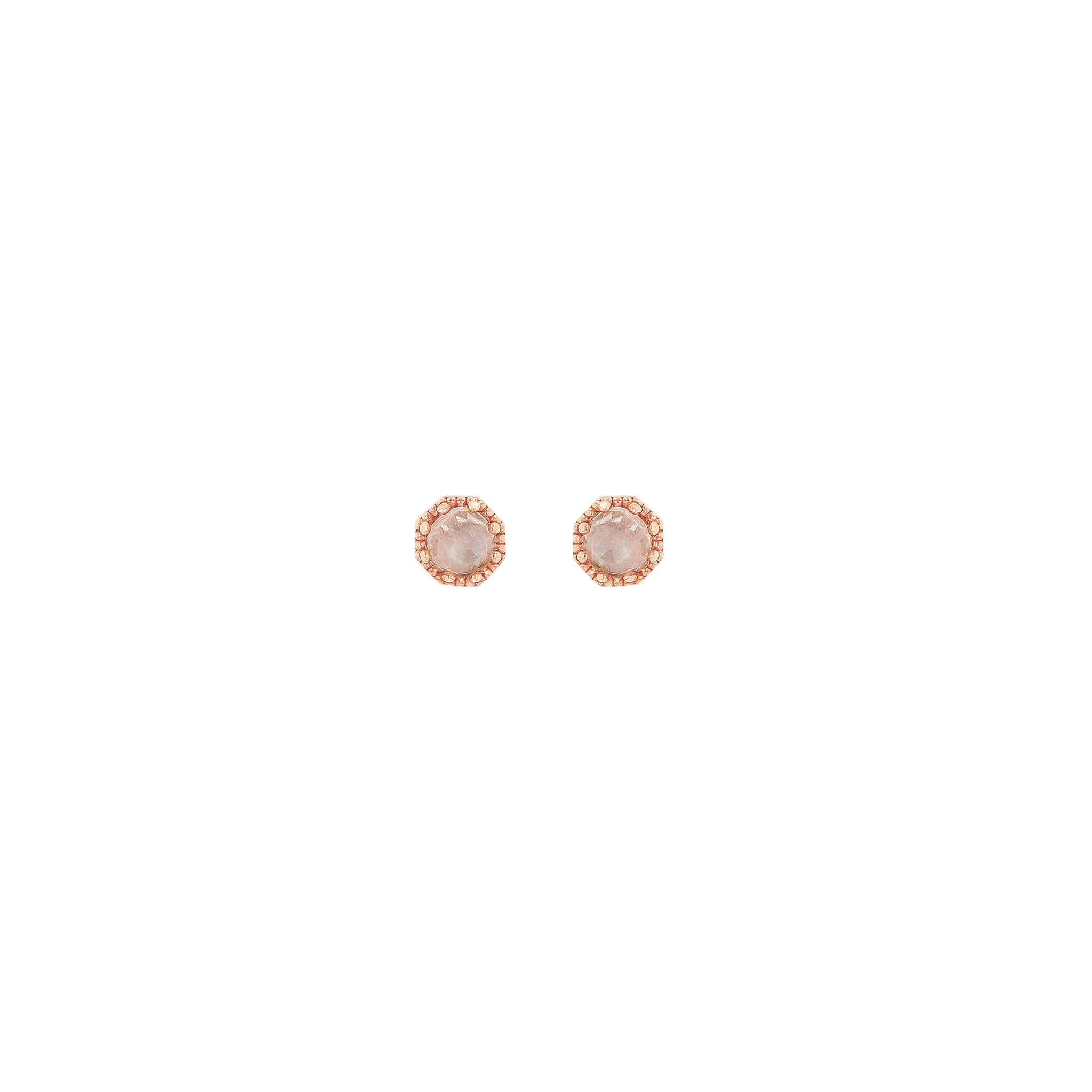 Petite Crown Bezel Moonstone Earrings