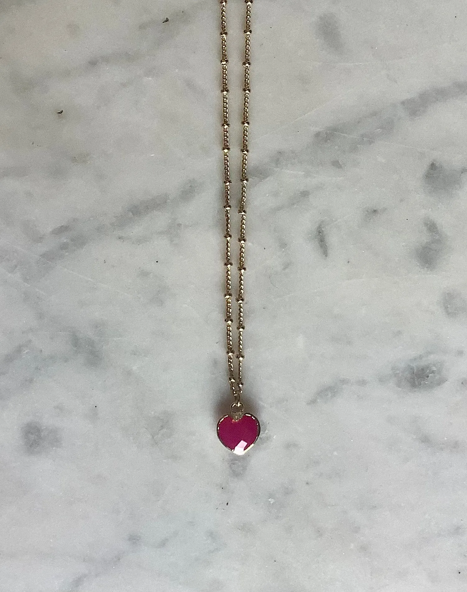 Petite Heart Gemstone Necklace