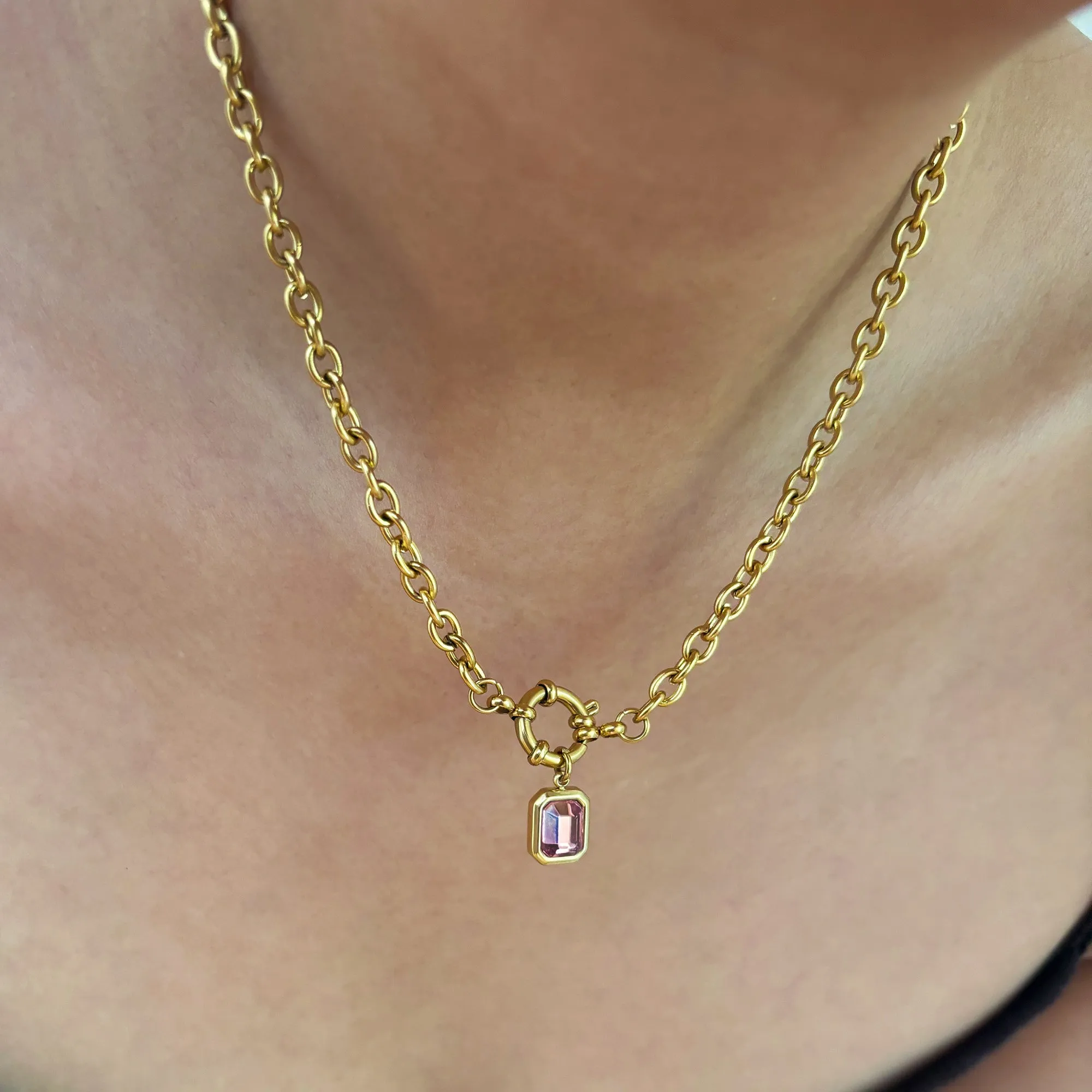 PINK GEMSTONE PENDANT CHARM