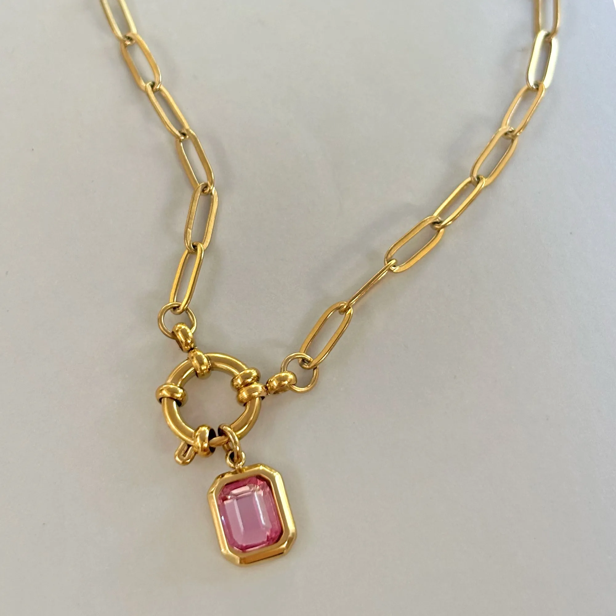 PINK GEMSTONE PENDANT CHARM