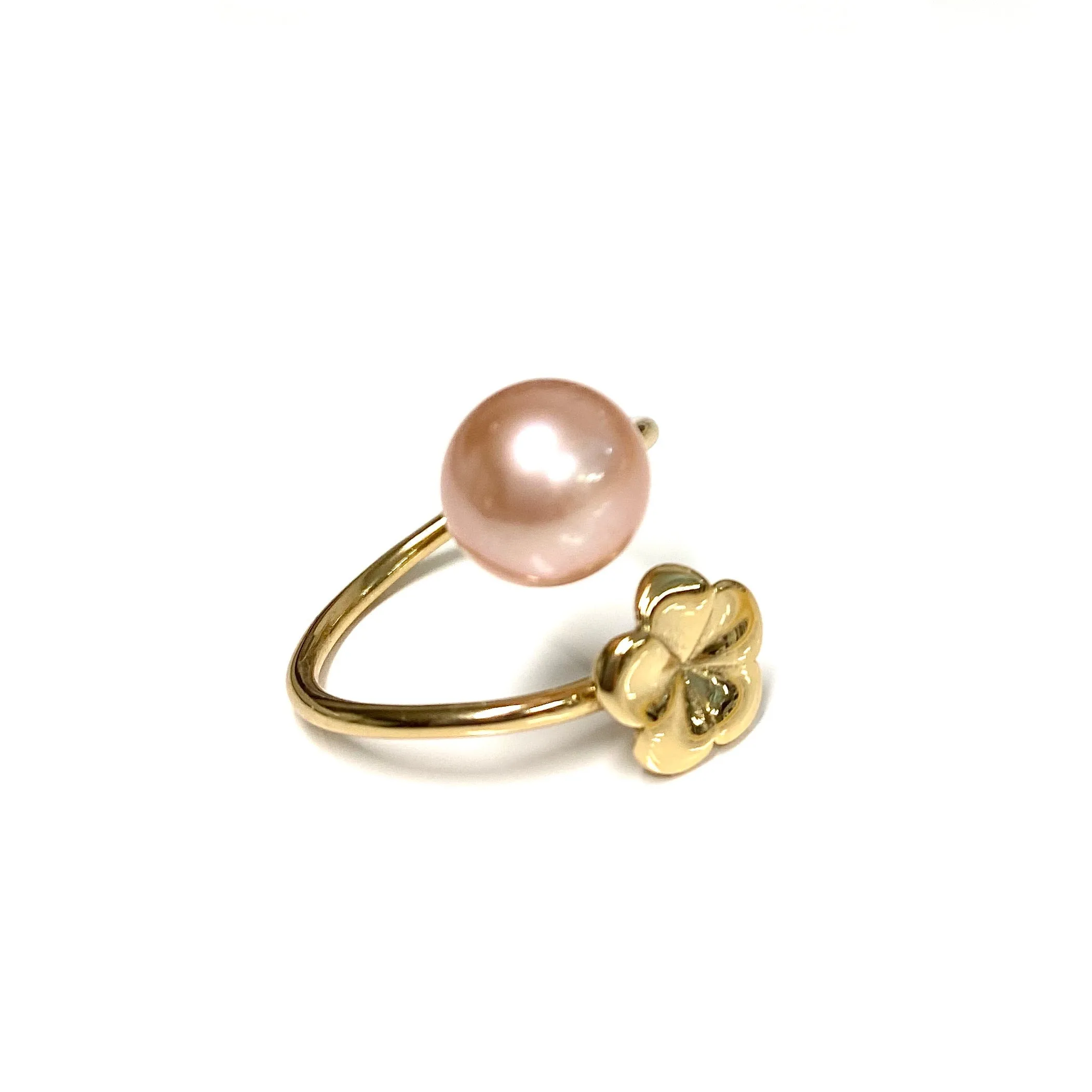 Plumeria bypass ring - pink Edison pearl (R213)