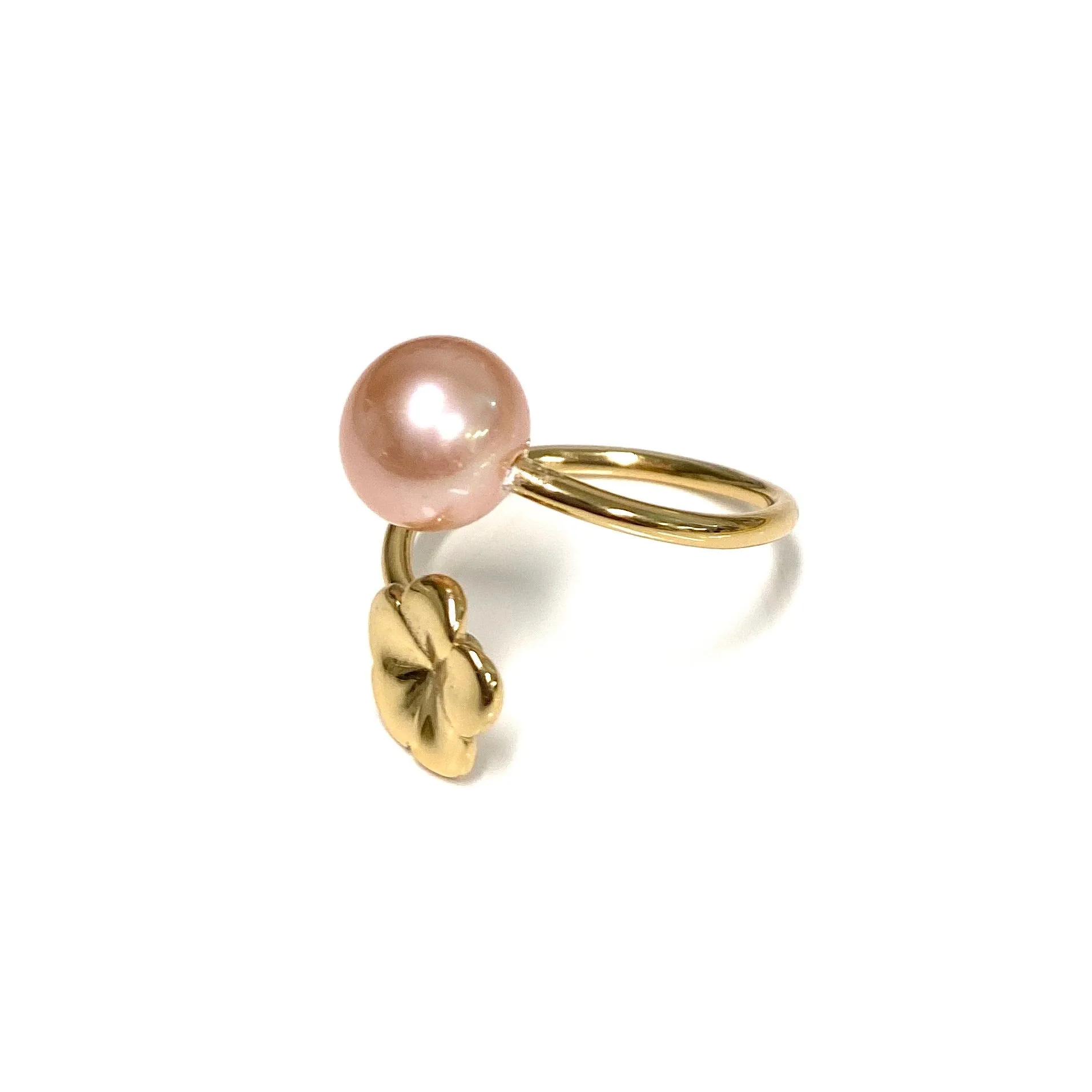 Plumeria bypass ring - pink Edison pearl (R213)