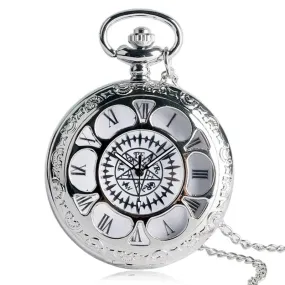 Popular Anime Black Butler Kuroshitsuji Cosplay Sebastian Ciel Luxury Silver Necklace Chain Pocket Watch Unisex Valentine Gifts