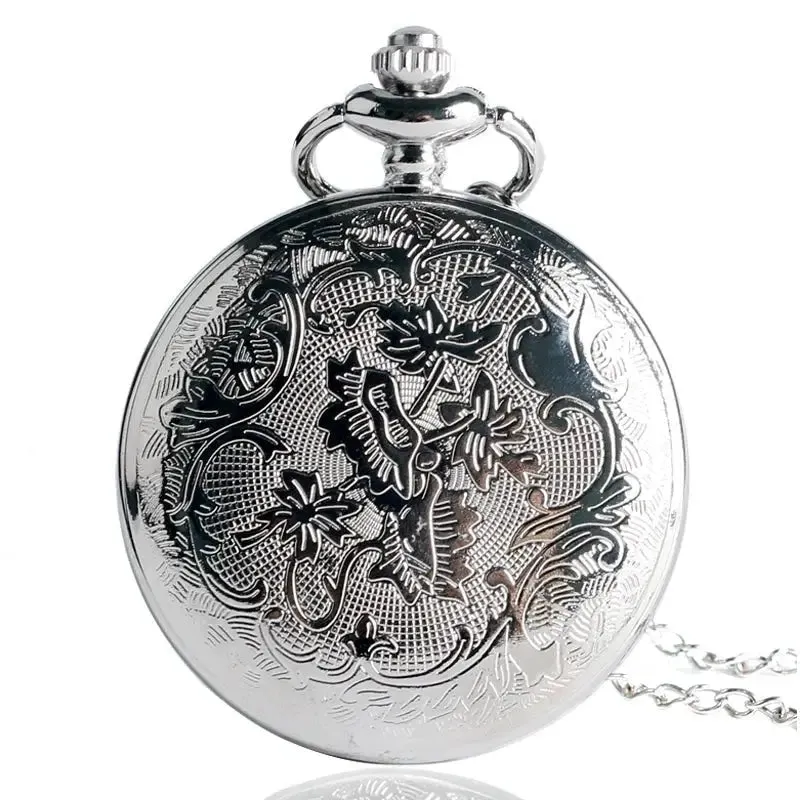 Popular Anime Black Butler Kuroshitsuji Cosplay Sebastian Ciel Luxury Silver Necklace Chain Pocket Watch Unisex Valentine Gifts