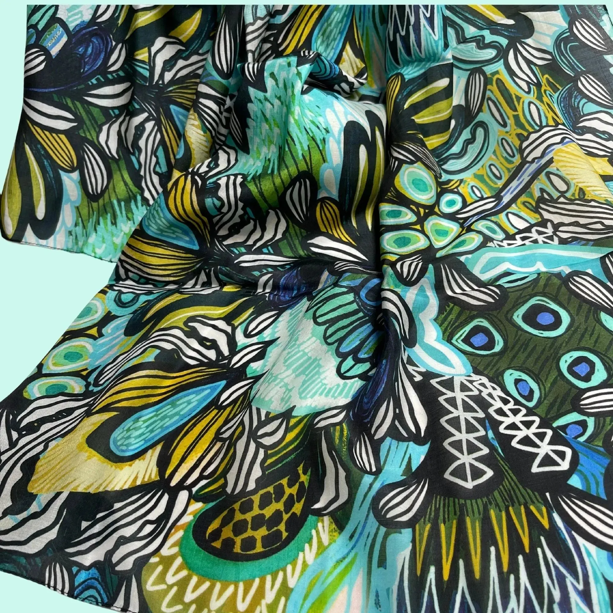 Protea Azure Silk Scarf