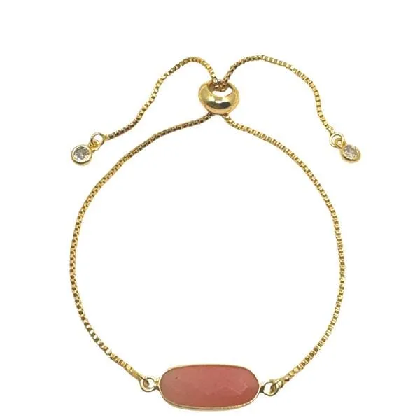 Pull Chain Bracelet: Rectangular Pink Opal (PBT780PO)