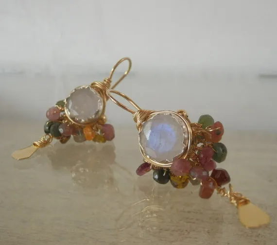 Rainbow  Moonstone Goddess  Earrings