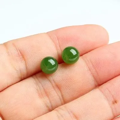 RealJade® "Origin Stud" Earrings – Represents good luck, safety and prosperity, 14k Yellow Gold Natural Nephrite Jade Stud Earrings