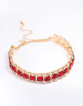 Red Multi Diamante Choker Necklace