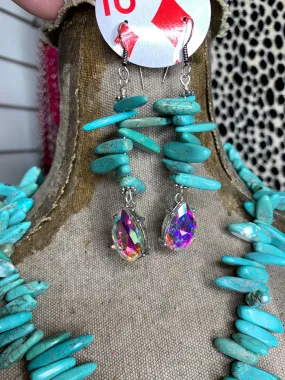 Ren Chunky Stone AB Earrings - Turquoise