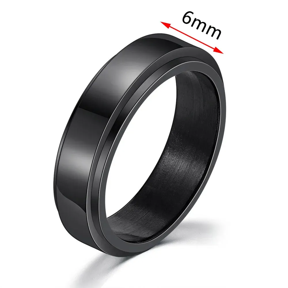 Rings for Men-Women Black Stainless Steel Rotate Ring