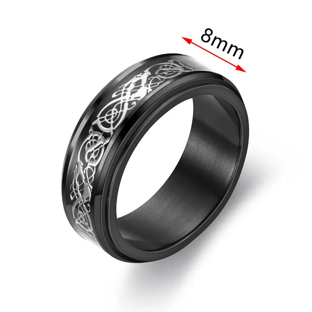 Rings for Men-Women Black Stainless Steel Rotate Ring