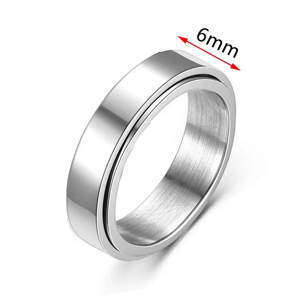 Rings for Men-Women Black Stainless Steel Rotate Ring