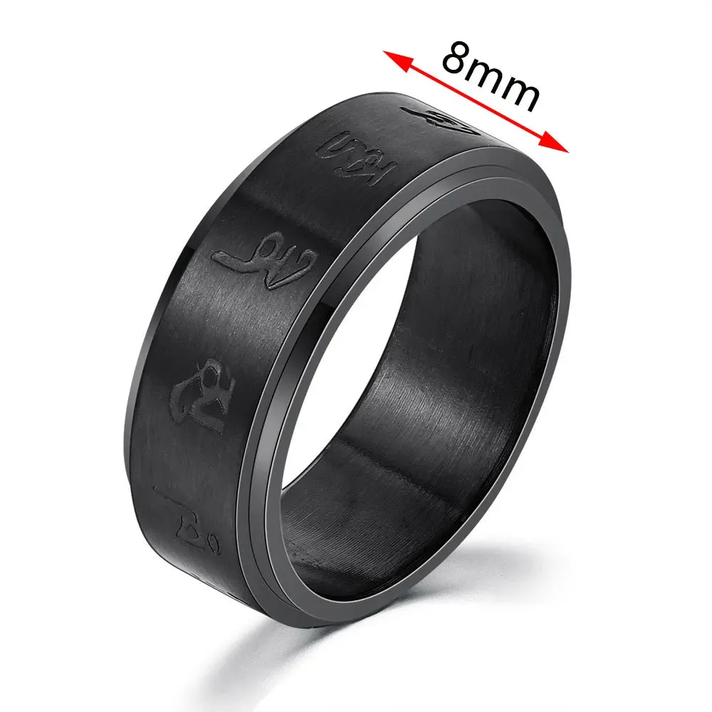 Rings for Men-Women Black Stainless Steel Rotate Ring