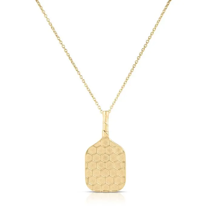 Roberto Coin Pickle Ball Textured Racket Pendant in 18K Yellow Gold